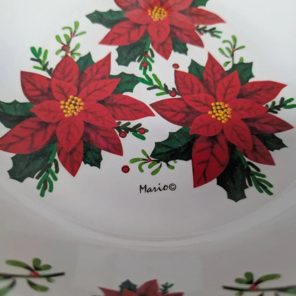 Mario Poinsettia Melamine Holiday Bowl 11.5